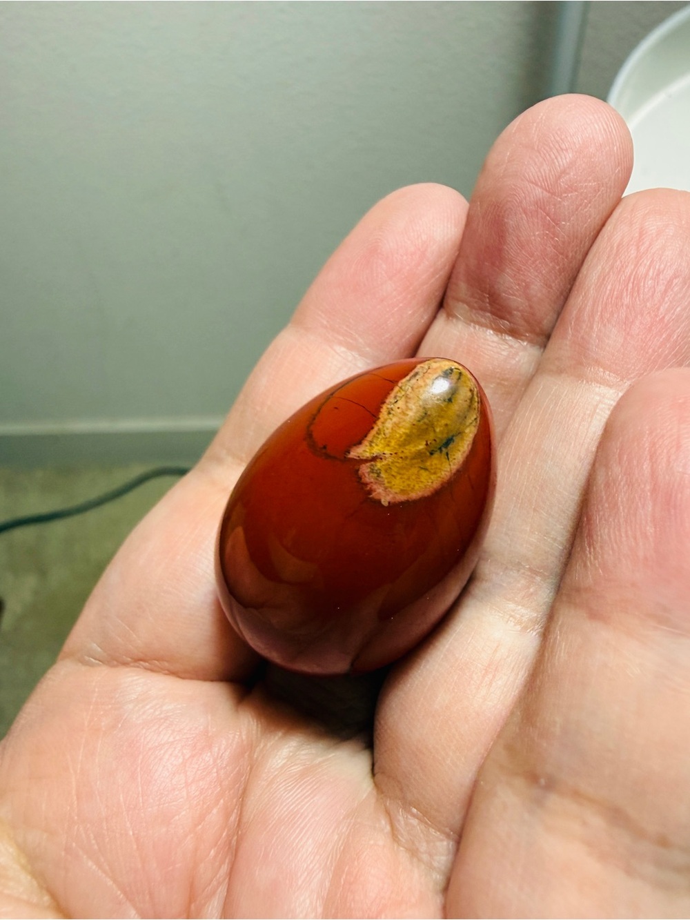 Natural Red Jasper Carved Egg | Root Chakra | Supreme Nurturer Worry Palm Stone